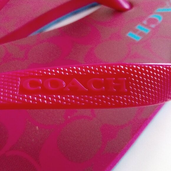 Coach Signature Monogram Bold Pink Zak Flip Flops Slippers Women Size US 11 - Picture 15 of 17